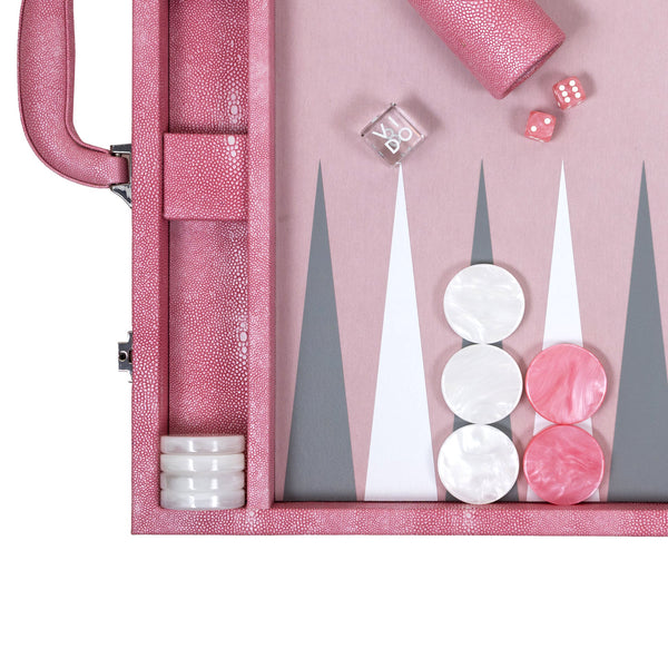 Pink Stingray <br> Backgammon Set with Handle <br> (L 52 x W 36) cm