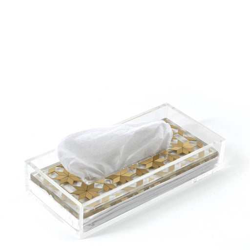 Clear Tissue Box <br> Brass <br> (L 28 x H 5) cm