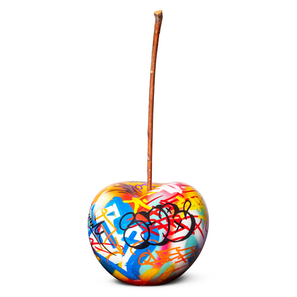Cherry Fiber-Resin Sculpture <br> Graffiti <br> (Ø 50 x H 50) cm