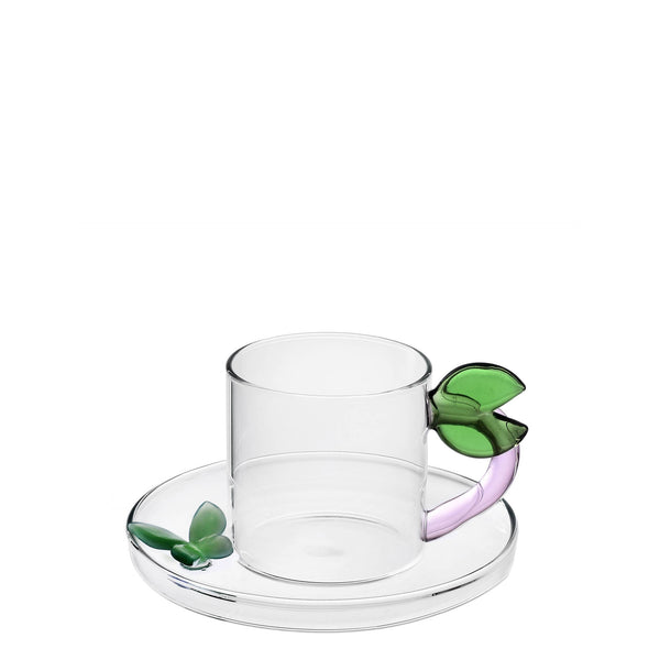 Fruits & Flower Coffee Cup with Saucer <br> Leaf <br> 100 ml