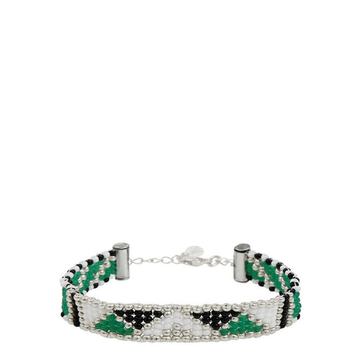 Bracelet <br> Green and Silver <br> 1 cm
