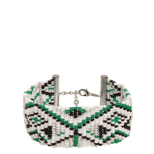 Bracelet <br> Green and Silver <br> 3 cm