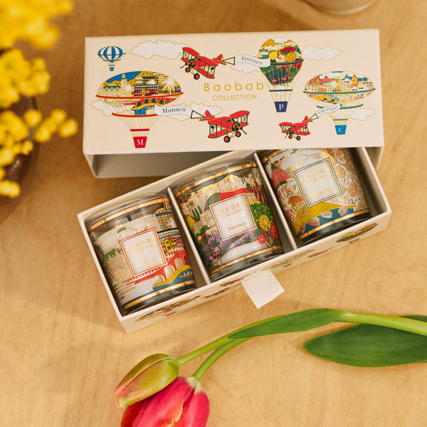 My First Baobab Trio Travel Candles <br> Provence, Monaco, Côte d’Azur <br> Set of 3