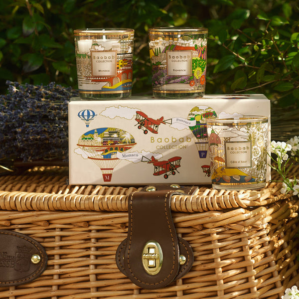 My First Baobab Trio Travel Candles <br> Provence, Monaco, Côte d’Azur <br> Set of 3