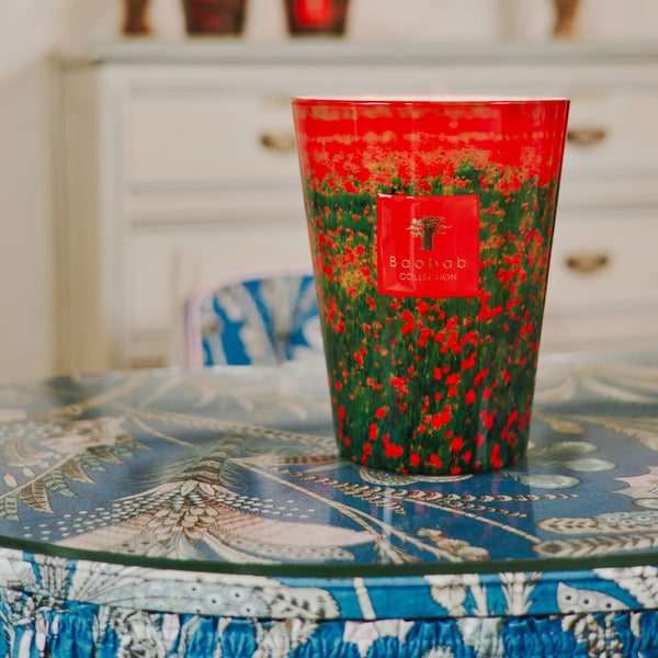 Arty Flowers Poppies Candle <br> Bergamot, Green Apple, Cedar <br> Limited Edition <br> (H 24) cm