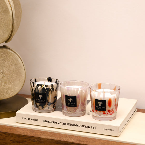 Pearls White Candle<br> Musk and Jasmine <br> (H 8) cm
