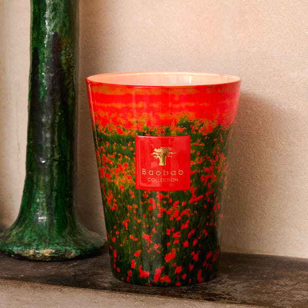 Arty Flowers Poppies Candle <br> Bergamot, Green Apple, Cedar <br> Limited Edition <br> (H 24) cm