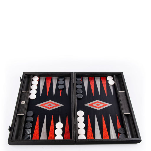 Black Oak with Silver Stripes <br> Backgammon Set <br> (47 x 29) cm