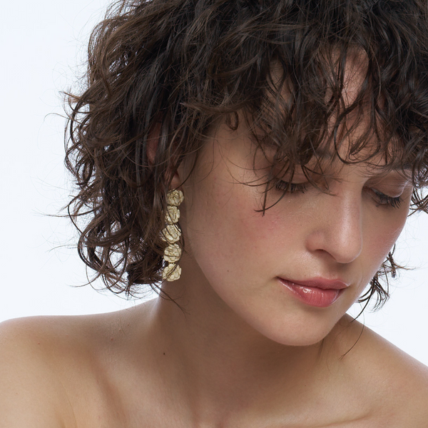 Peony Earrings <br>
White Sand