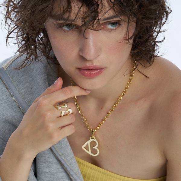 B Line Ring <br>
Light Gold / White Sand