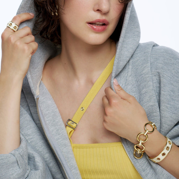 Eyelet Bracelet <br>
White Sand