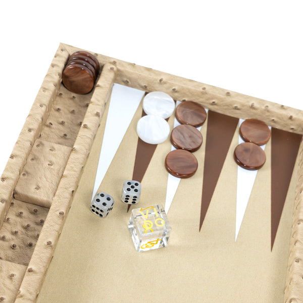 Beige Ostrich <br> Backgammon Set <br> (L 38 x W 24.5) cm