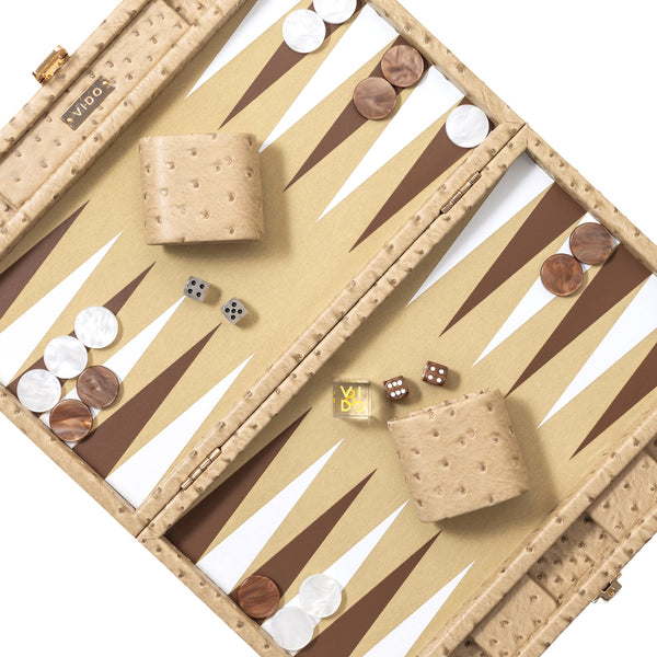 Beige Ostrich <br> Backgammon Set <br> (L 38 x W 24.5) cm