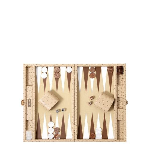 Beige Ostrich <br> Backgammon Set <br> (L 38 x W 24.5) cm