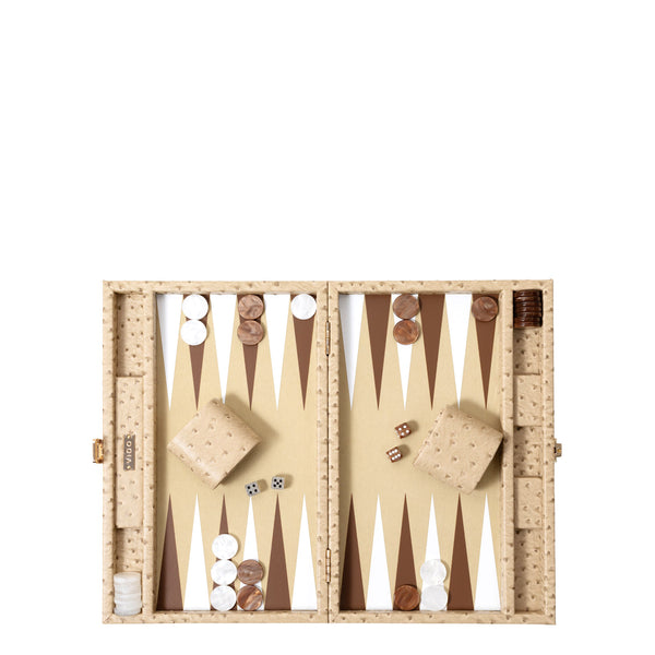 Beige Ostrich <br> Backgammon Set <br> (L 38 x W 24.5) cm