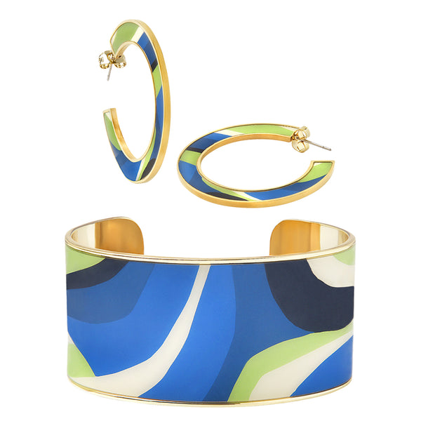 Canyon Cuff & Earrings <br> Myosotis Blue <br> Set of 2