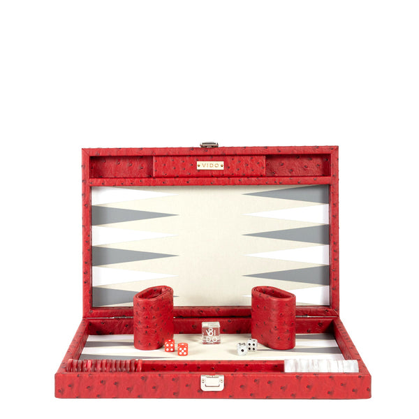 Carmine Ostrich <br> Backgammon Set <br> (L 38 x W 24.5) cm