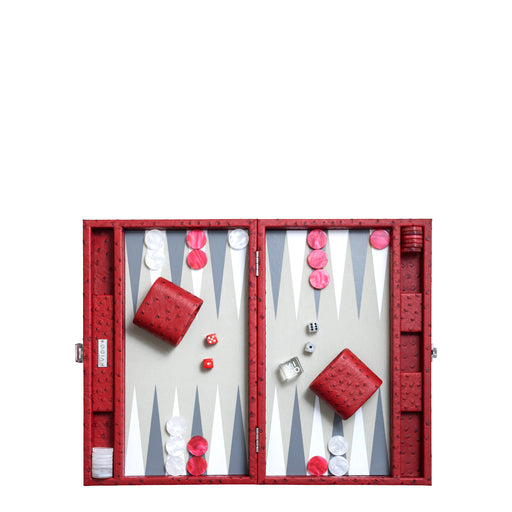 Carmine Ostrich <br> Backgammon Set <br> (L 38 x W 24.5) cm