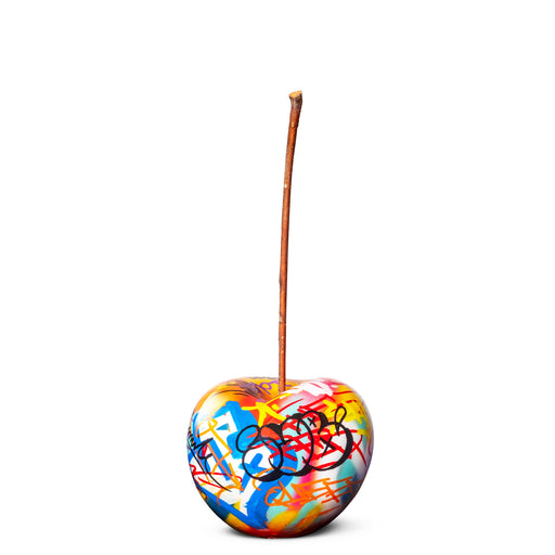 Cherry Fiber-Resin Sculpture <br> Graffiti <br> (Ø 33 x H 30) cm