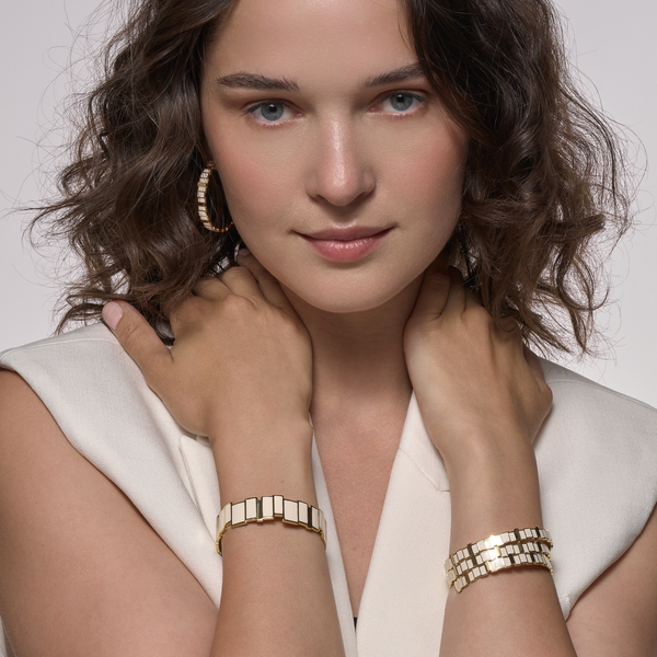 Inès Multi Thin Cuff <br> White Sand