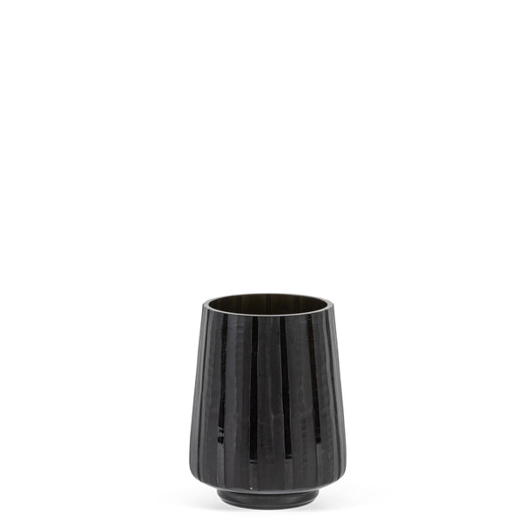 Conical Cutted Vase <br> Grey <br> (Ø 18 x H 23) cm