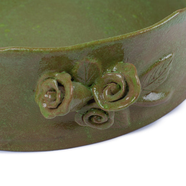 Flower Crafted Round Dish <br> 
Green
<br> (Ø 32 x H 10) cm