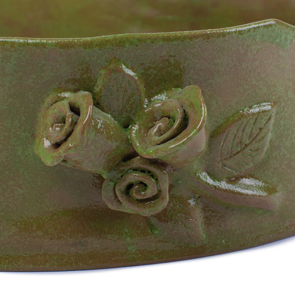 Flower Crafted Round Dish <br> 
Green
<br> (Ø 32 x H 10) cm