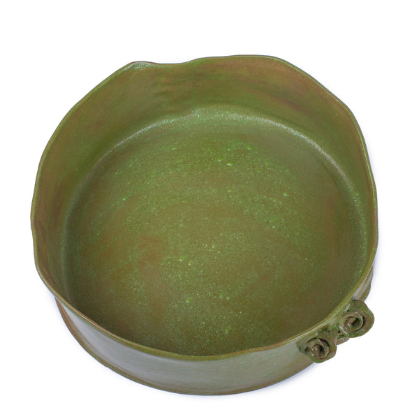 Flower Crafted Round Dish <br> 
Green
<br> (Ø 32 x H 10) cm
