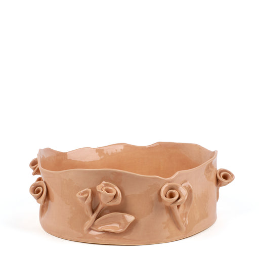 Roses Crafted Round Dish <br> Pink <br> (Ø 32 x H 12.5) cm