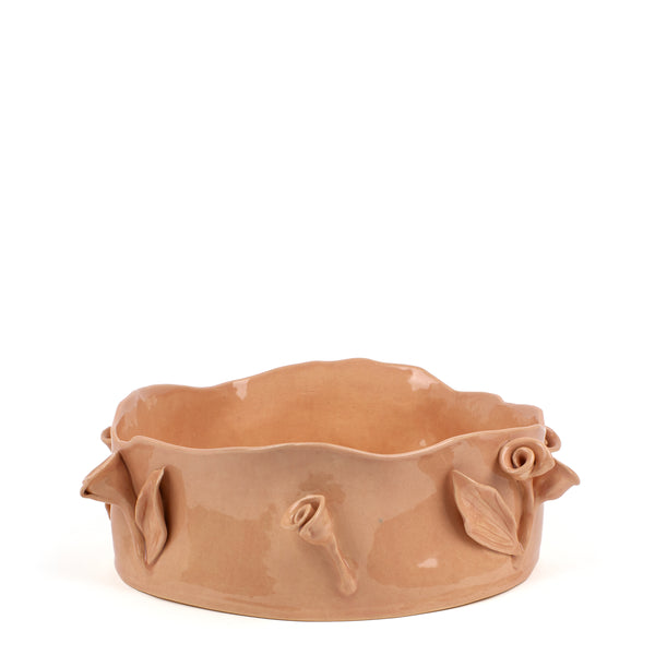 Roses Crafted Round Dish <br> Pink <br> (Ø 32 x H 12.5) cm