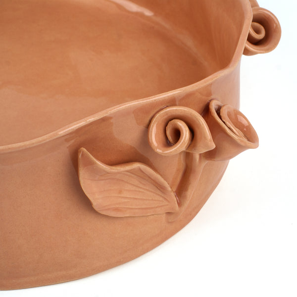 Roses Crafted Round Dish <br> Pink <br> (Ø 32 x H 12.5) cm