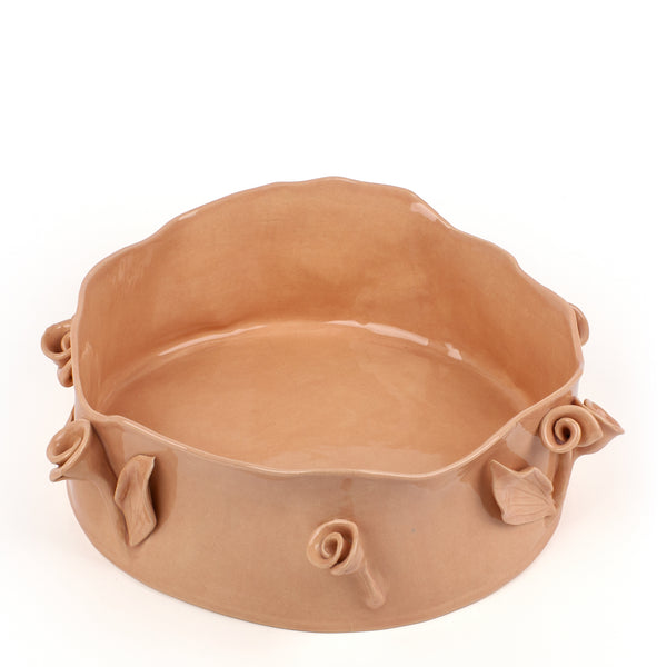 Roses Crafted Round Dish <br> Pink <br> (Ø 32 x H 12.5) cm