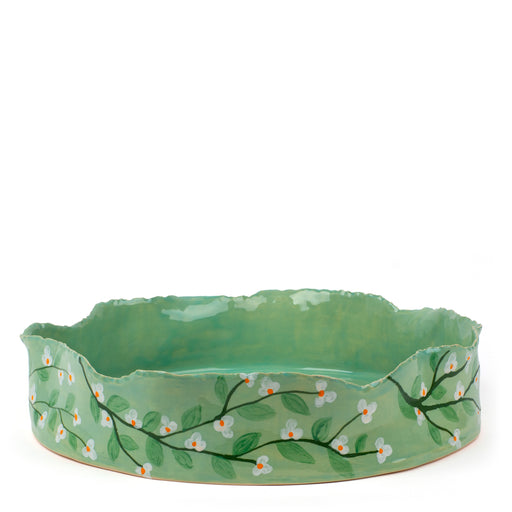 Cherry Blossom Round Dish <br> Mint Green <br> (Ø 42 x H 10) cm