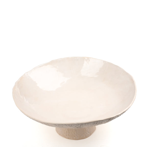 Round Dish on Stand <br> White <br> (Ø 40 x H 16) cm