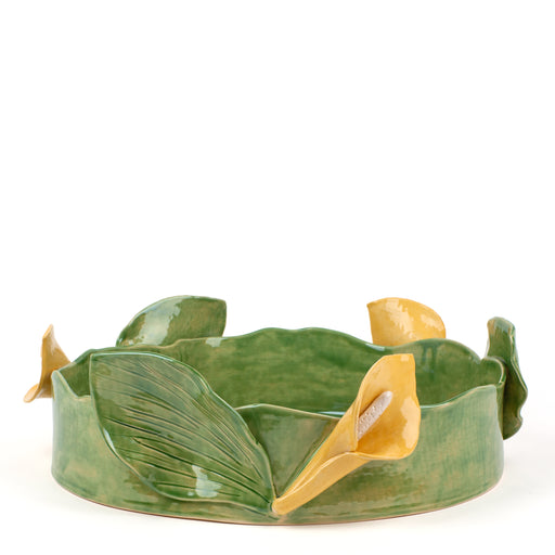 Lilies Dish Round <br> Moss Green <br> (Ø 45 x H 15) cm