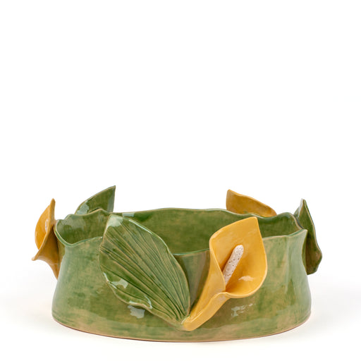 Lilies Dish Round <br> Moss Green <br> (Ø 32 x H 15) cm