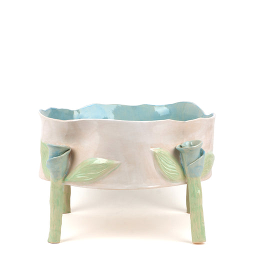 Round Dish with Rose Legs <br> Blue <br> (Ø 32 x H 23) cm