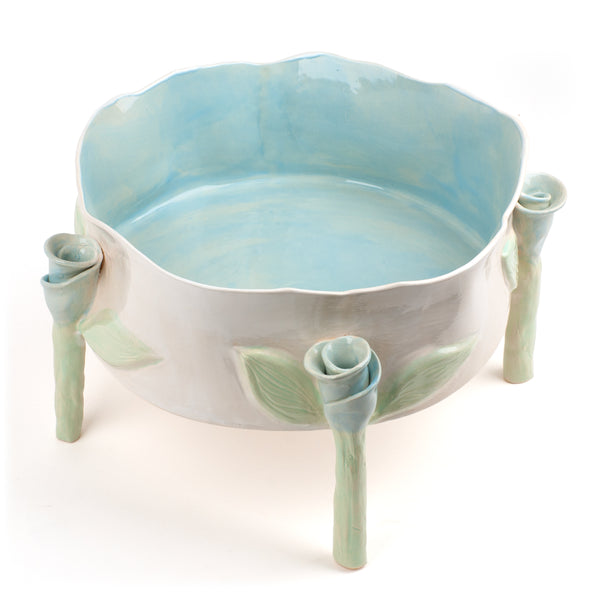 Round Dish with Rose Legs <br> Blue <br> (Ø 32 x H 23) cm