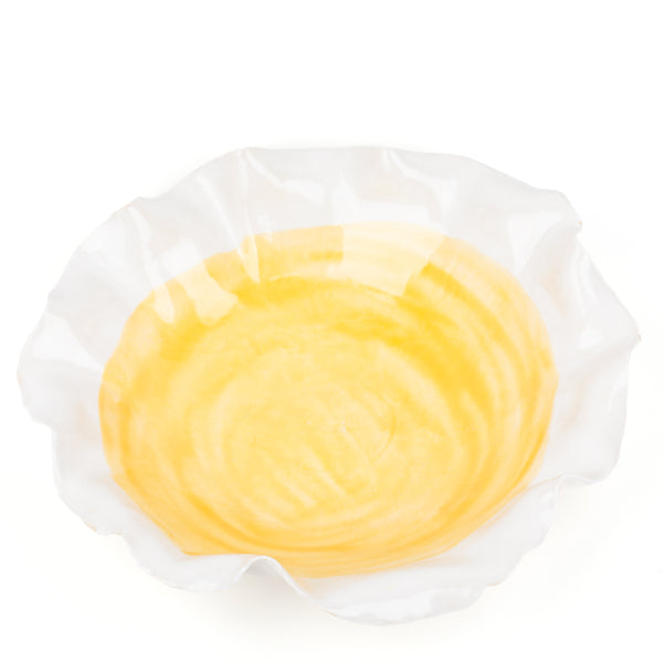 Ruffle Dish <br> White / Yellow<br> (Ø 47 x H 13) cm