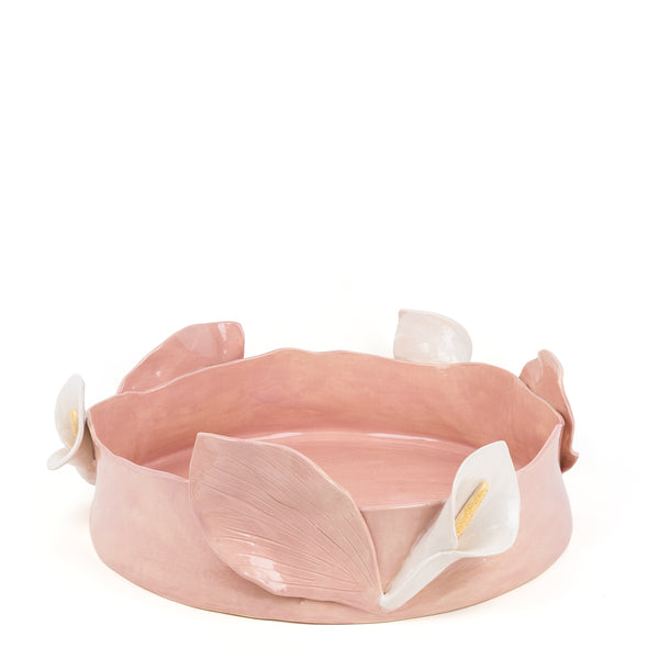 Lilies Round Dish <br>  Pink<br> (Ø 45 x H 11) cm