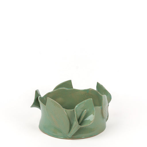 Lilies Round Dish <br>  Sage Green <br> (Ø 25 x H 11) cm