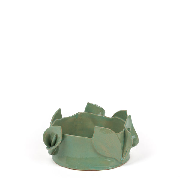 Lilies Round Dish <br>  Sage Green <br> (Ø 25 x H 11) cm