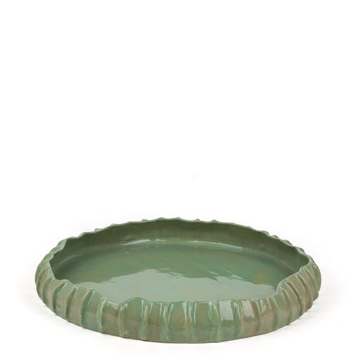 Pleated Round Dish <br>  Pistachio Green<br> (Ø 40 x H 6.5) cm