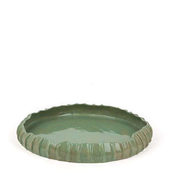 Pleated Round Dish <br>  Pistachio Green<br> (Ø 40 x H 6.5) cm