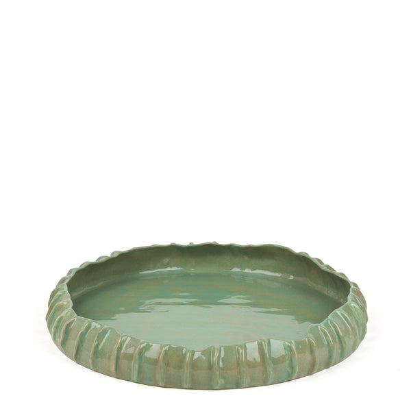 Pleated Round Dish <br>  Pistachio Green<br> (Ø 40 x H 6.5) cm