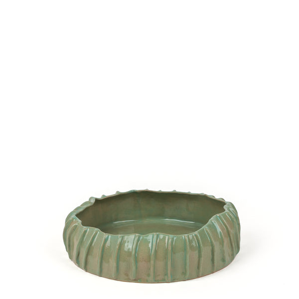 Pleated Round Dish <br>  Pistachio Green<br> (Ø 30 x H 8.5) cm