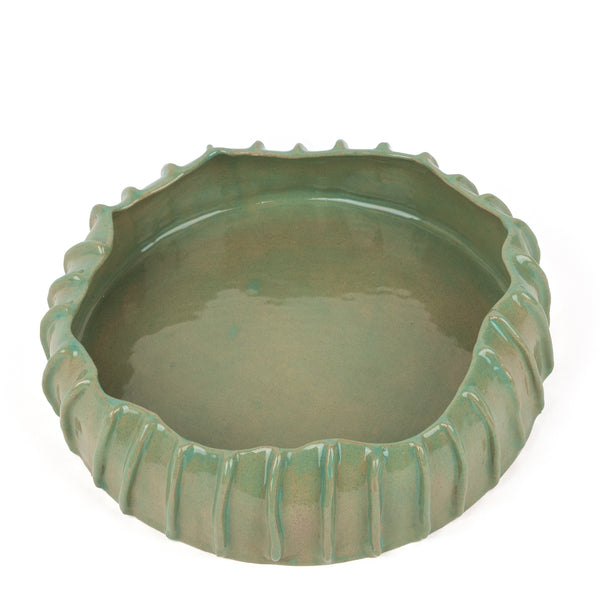 Pleated Round Dish <br>  Pistachio Green<br> (Ø 30 x H 8.5) cm