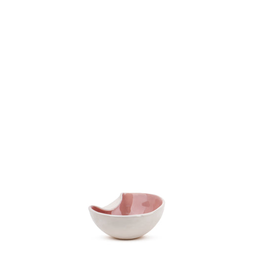 Bicolore Round Bowl <br> 
White / Pink <br> 
(Ø 12.5 x H 6) cm