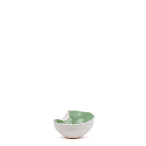 Bicolore Round Bowl <br> 
White / Pistachio Green <br> 
(Ø 12.5 x H 6) cm