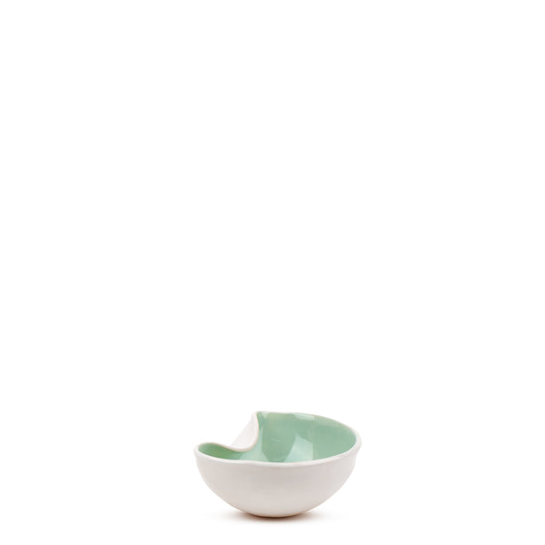 Bicolore Round Bowl <br> 
White / Tea Green <br> 
(Ø 12.5 x H 6) cm
